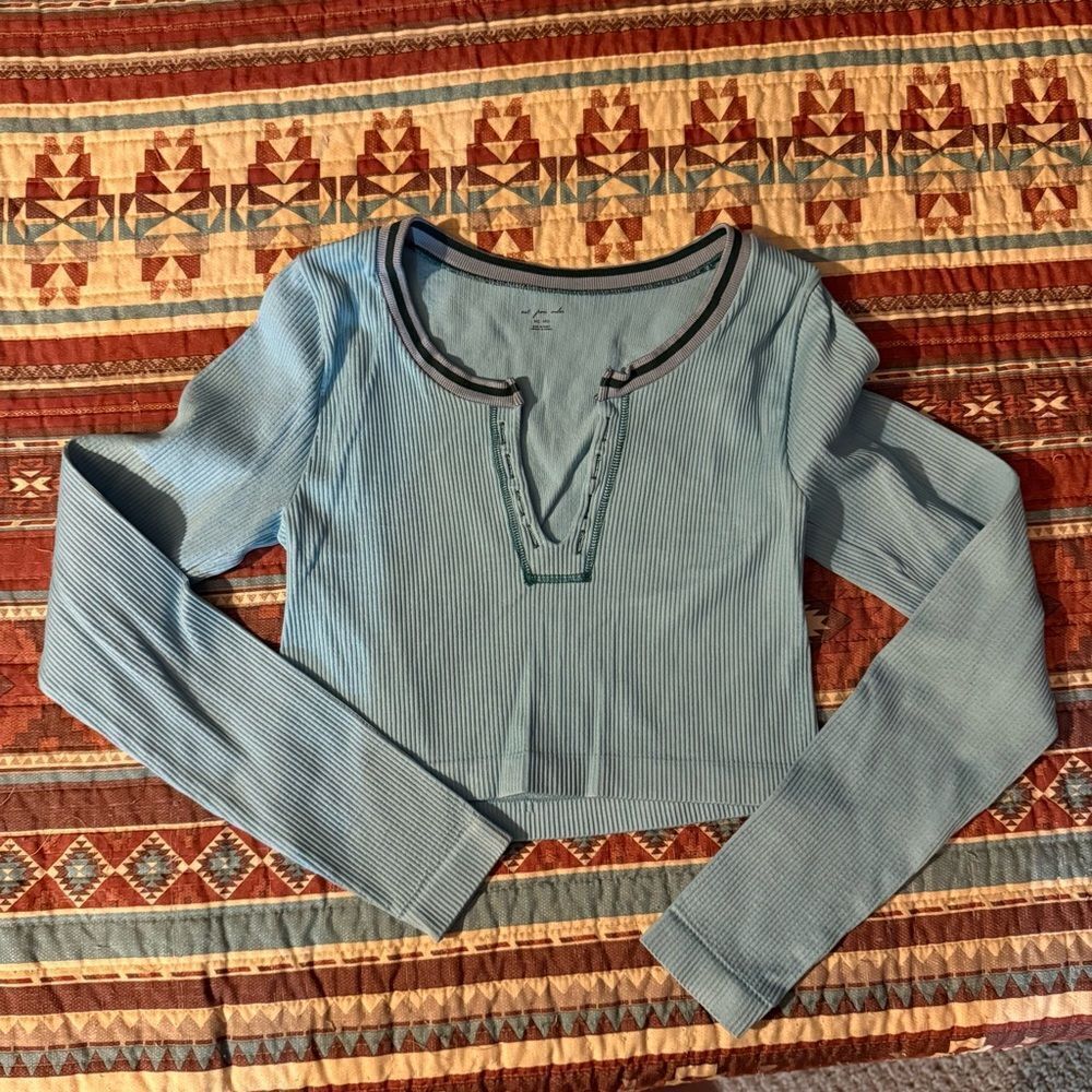 Urban Outfitters Light Blue Ribbed Crop Top